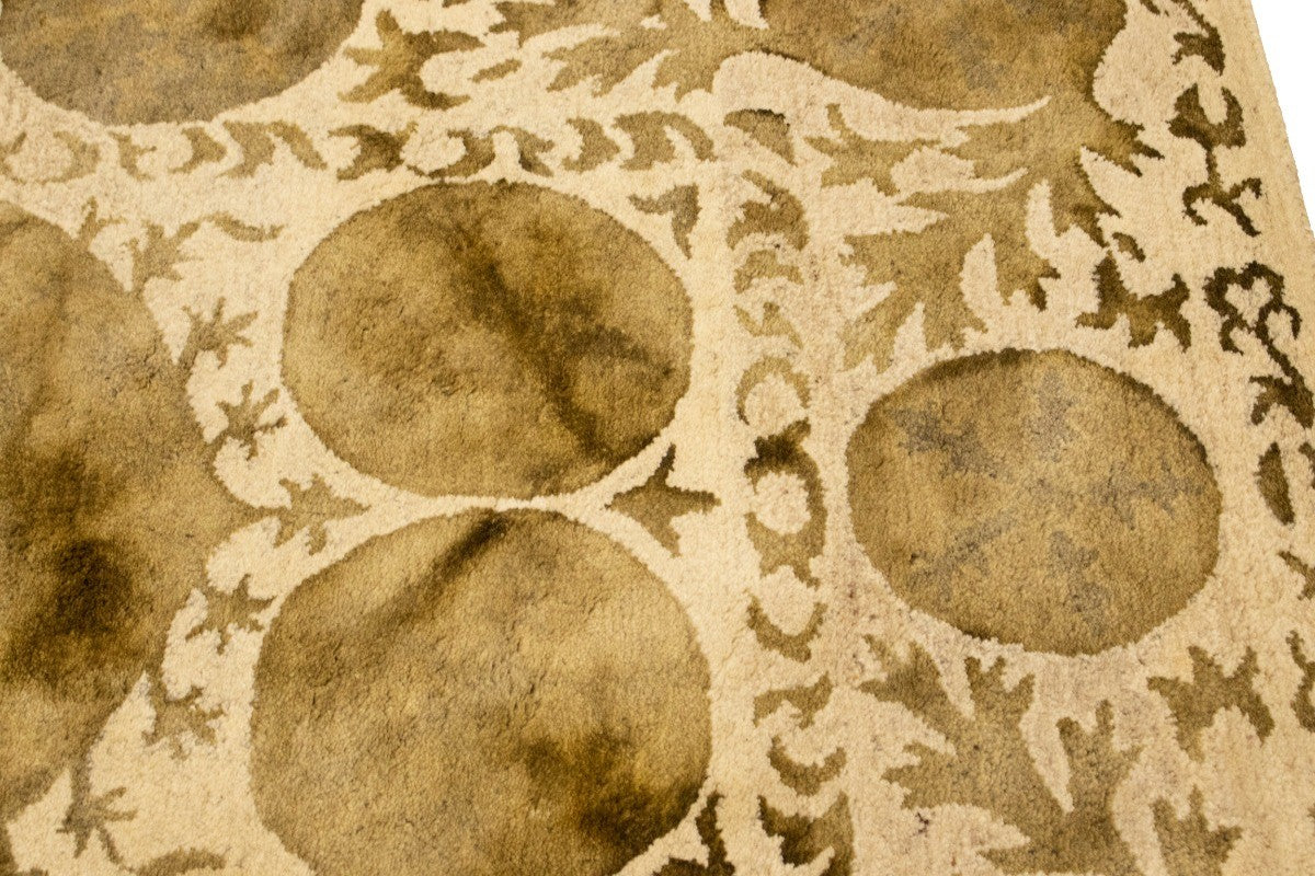 5x8 Cream & Brown Abstract Design Rug Hand-Tufted Modern Living Room Carpet