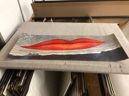 Man Ray Lips (No Text) " Offset Lithograph Pop Art Red, Gray, Brow