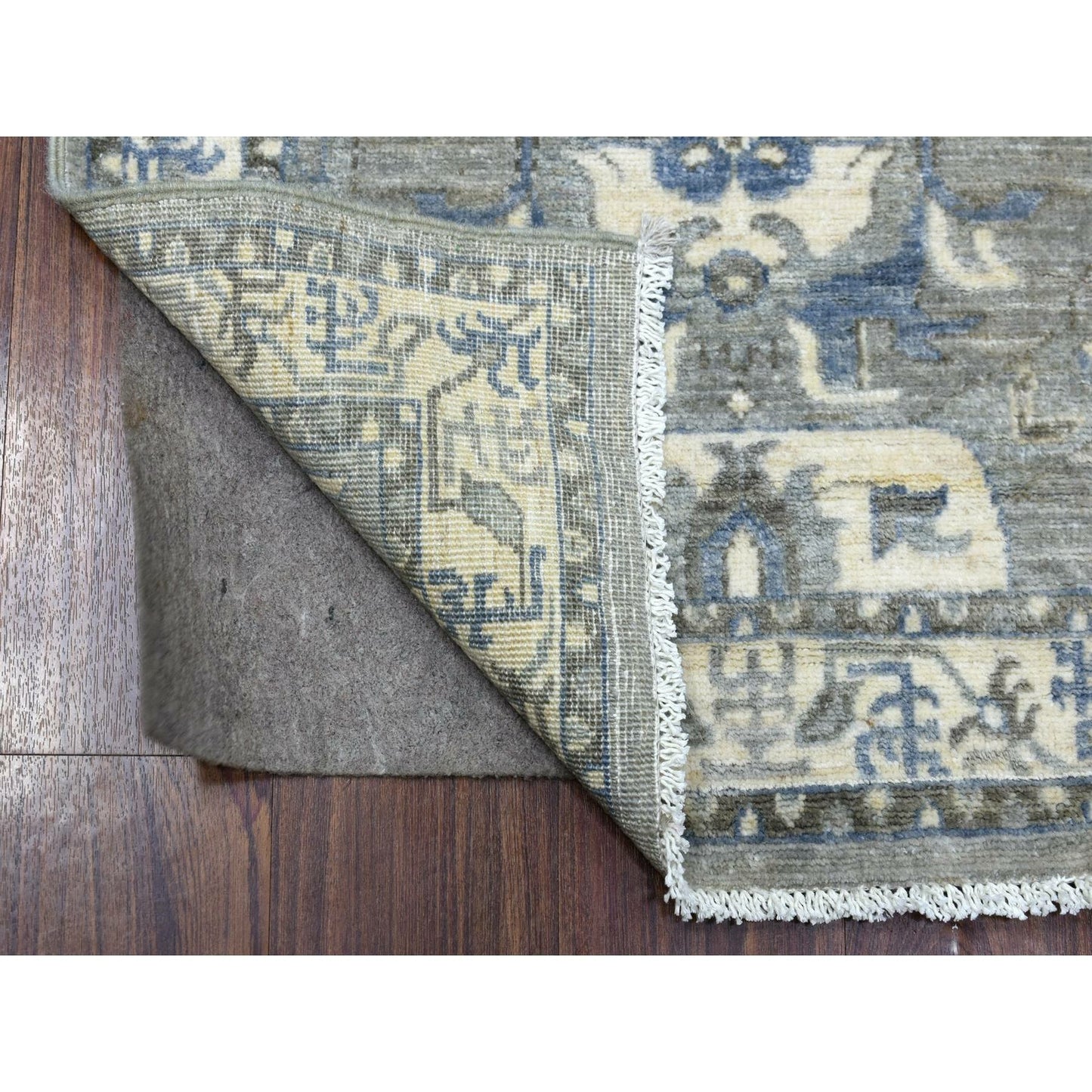 2'6"X11'6" Extra Soft Wool Hand Knotted Gray Afghan Peshawar Runner Rug