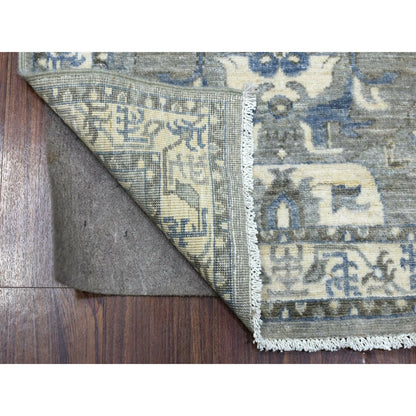 2'6"X11'6" Extra Soft Wool Hand Knotted Gray Afghan Peshawar Runner Rug