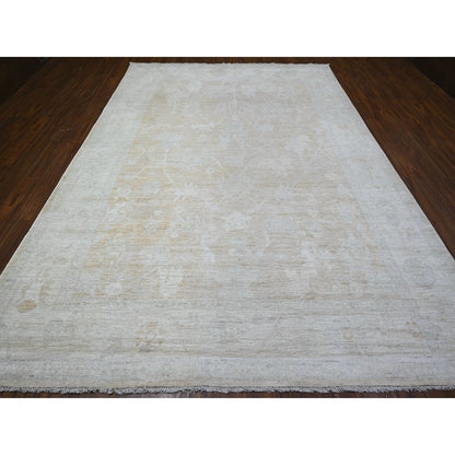 8'9"X12'5" Apricot Orange Faded Out Angora Oushak Shiny Wool Oriental Rug