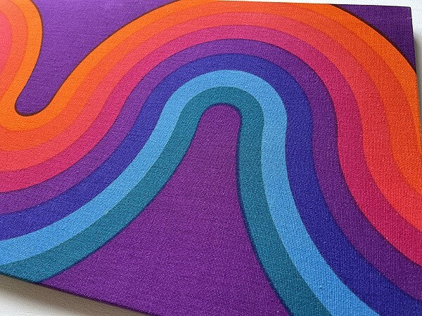 Vintage Verner Panton Mira X Kurven 21In Multi Wall Art Board Fabric Mid Century