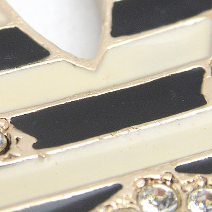 Chanel Necklace Coco Mark Striped Rhinestone Pendant Gold Color 06A Gp