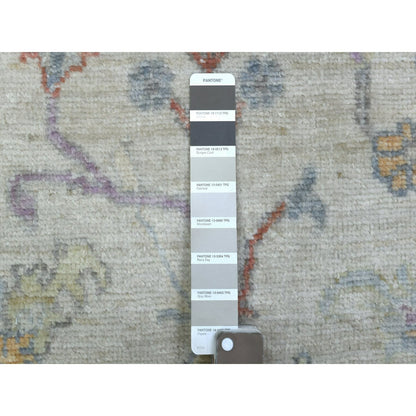 3'X15'10" Soft Wool Hand Knotted Gray Angora Oushak Xl Runner Rug