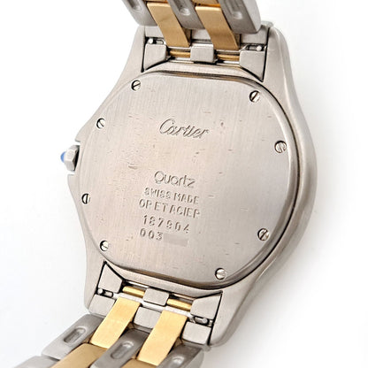 Cartier Panther Cougar Lm 2Row W35006B6 Beige Men'S Used Watch #7107