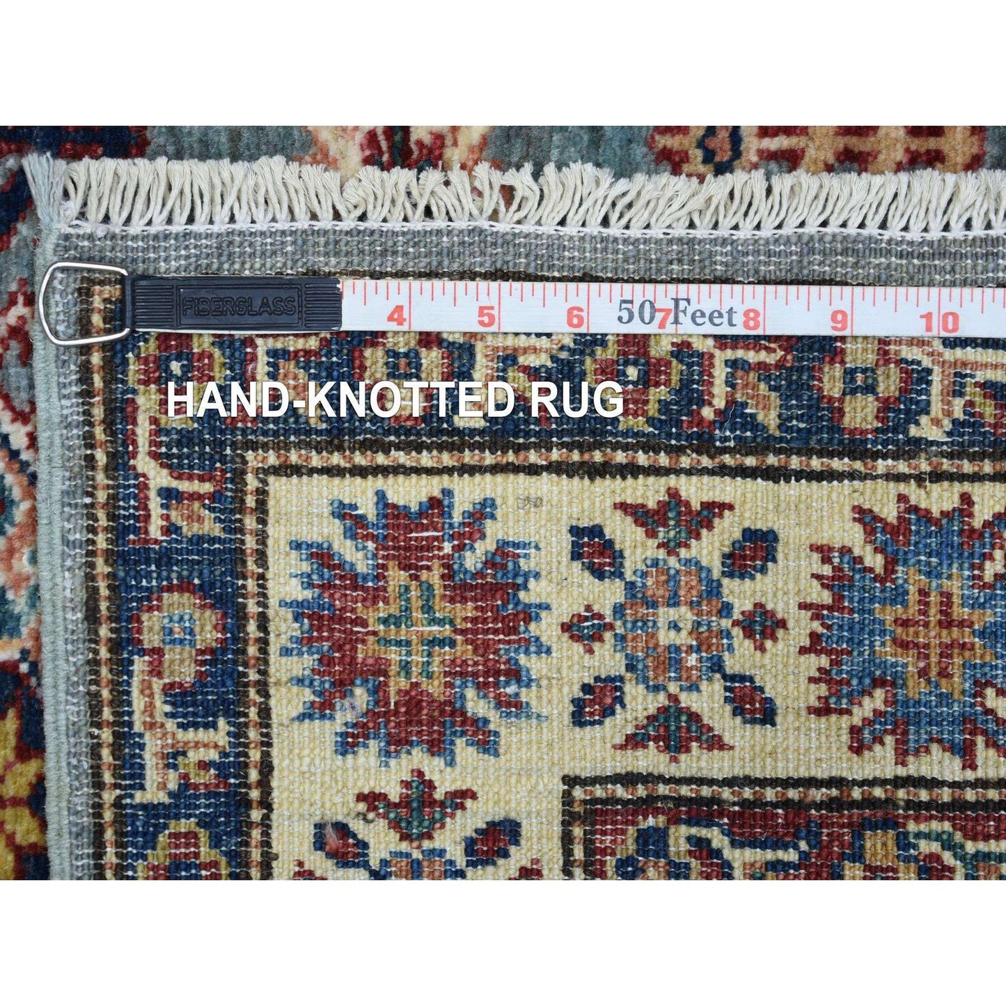 2'7"X9'10" Blue Afghan Super Kazak Hand Knotted Pure Wool Oriental Rug