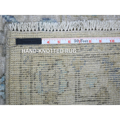 2'9"X15'1" Gray Natural Wool Afghan Angora Oushak Hand Knotted Runner Rug
