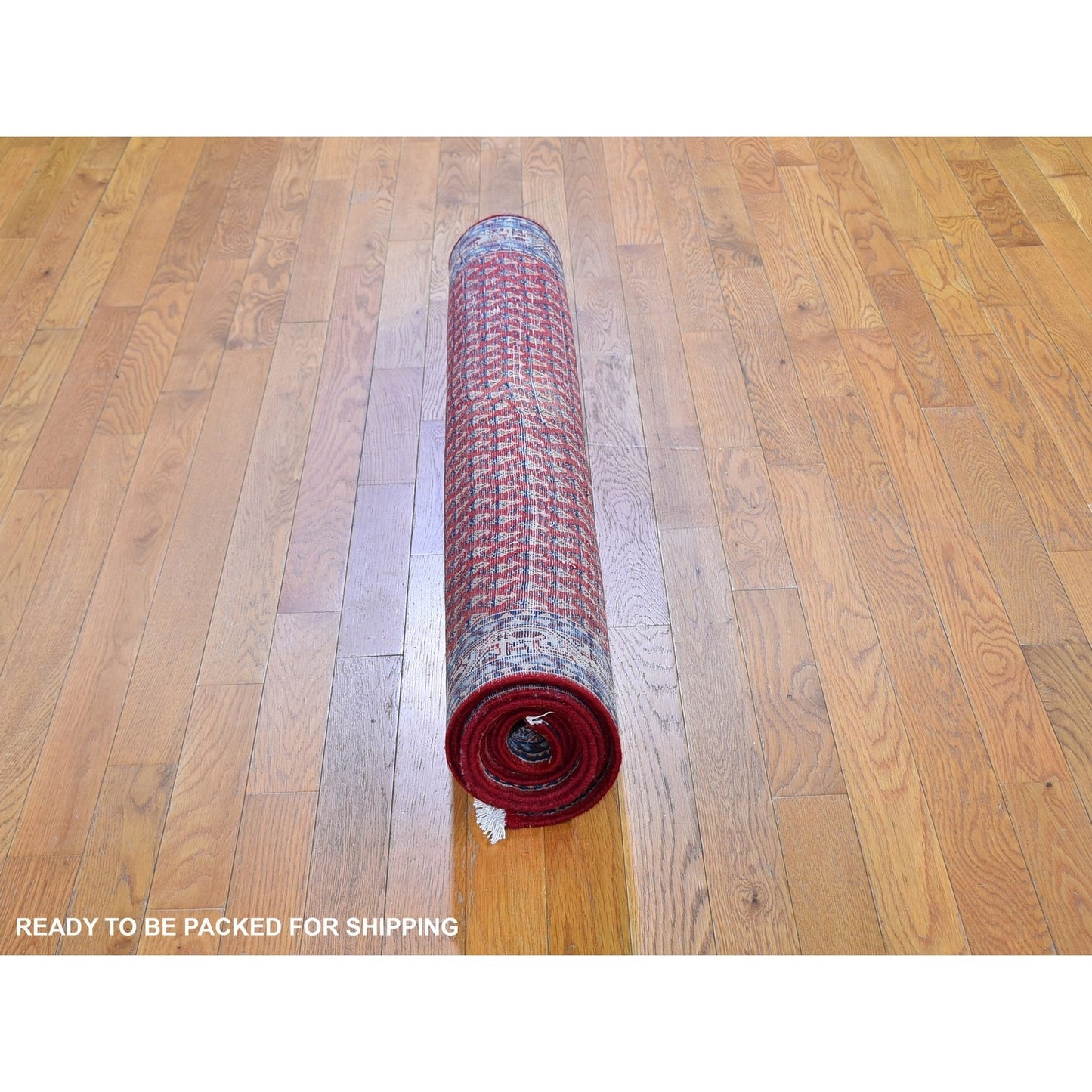 4'6"X10'9" Vintage Serrated Runner Repetitive Design Wool Hand Made Rug