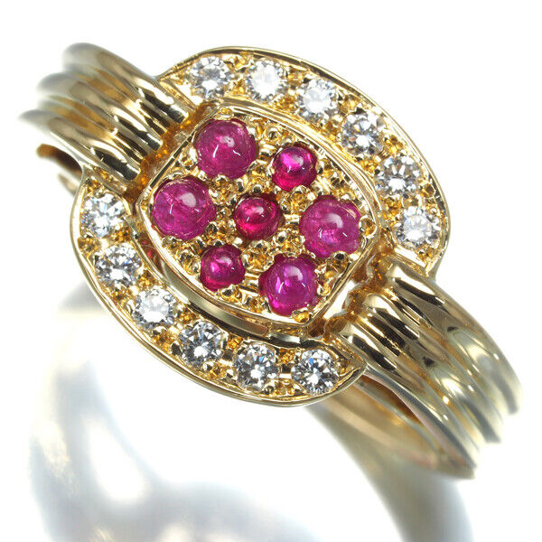 Christian Dior Ring Ruby Diamond Us5 18K 750 Yellow Gold