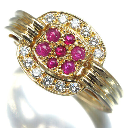 Christian Dior Ring Ruby Diamond Us5 18K 750 Yellow Gold