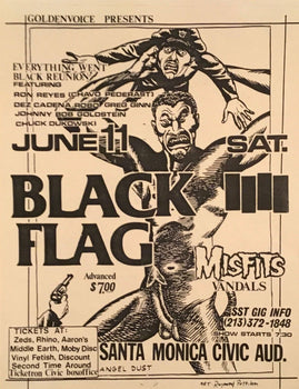 Black Flag Vintage Concert Poster Misfits Vandals Santa Monica Civic Aud