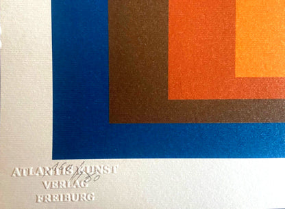 Josef Albers Lithograph Coa Hand Numbered Signed Op Stamped