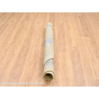 6'X6' Gold Brown Saroogh Silk With Wool Hand Knotted Round Rug