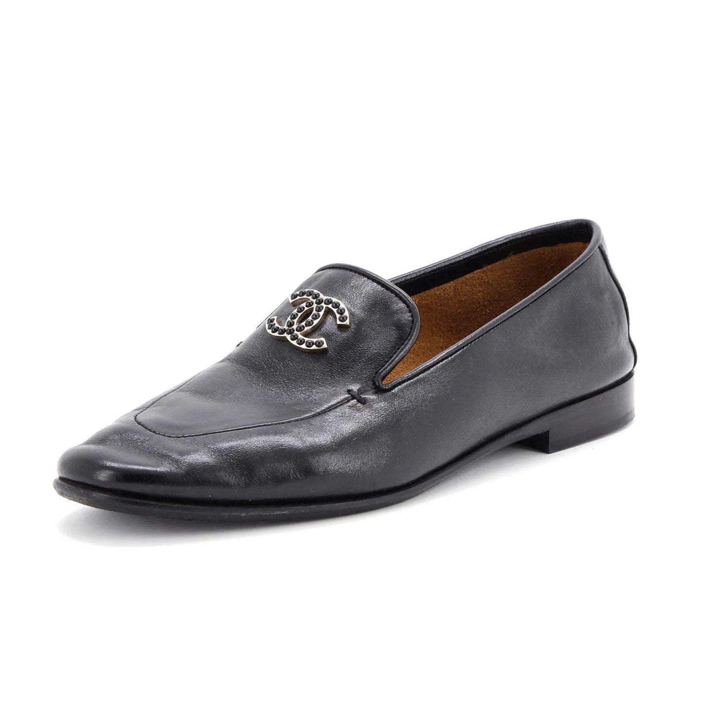 Chanel Women'S Cc Mocassin Loafers Leather With Metal