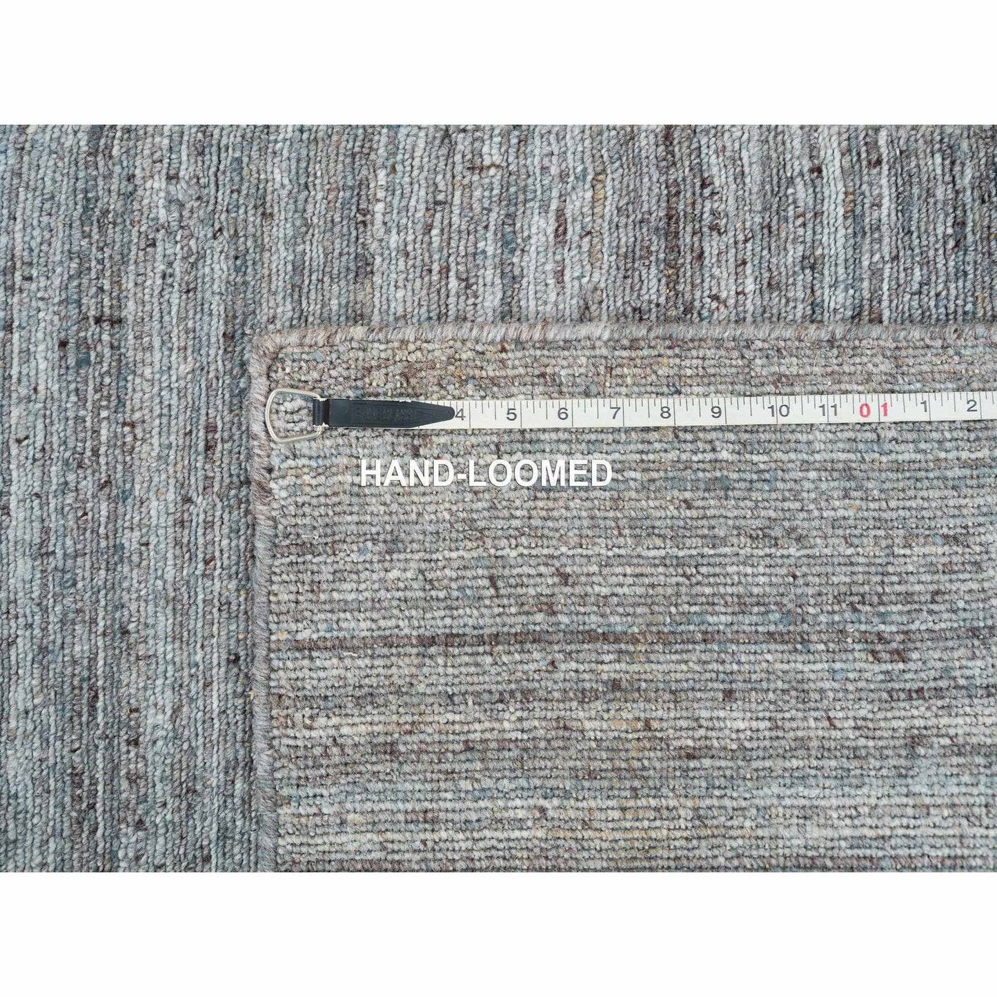 2'7"X14' Gray Wool Hand Loomed Modern Striae Design Runner Oriental Rug