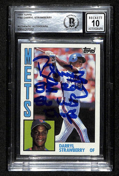 Darryl Strawberry Signed 1984 Topps Card Rc #182 Mets Beckett Gem Mint 10 201049