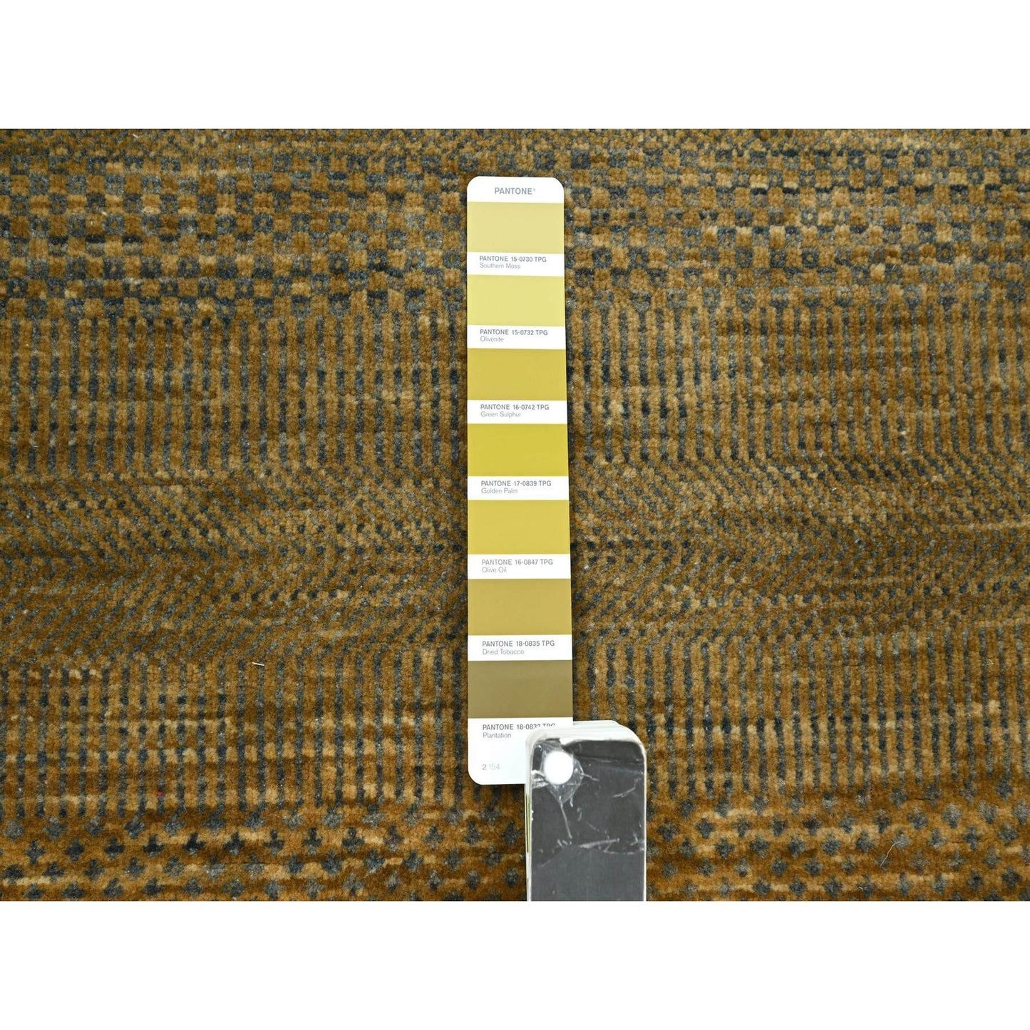 2'8"X8' Almond Brown Hand Knotted Grass Design Wool And Silk Runner Rug