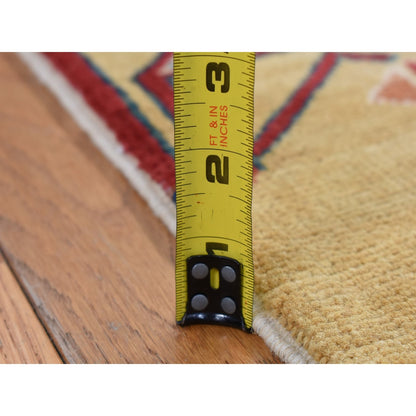 6'1"X9'1" Mellow Yellow Special Kazak Design Hand Knotted Soft Wool Rug