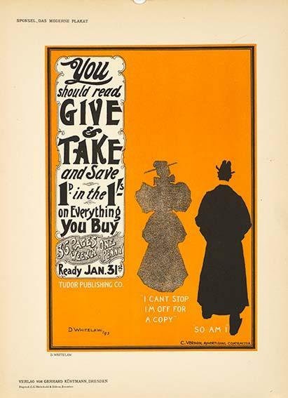 Give & Take By Whitelaw Das Moderne Plakat 1897 Original Stone Lithograph