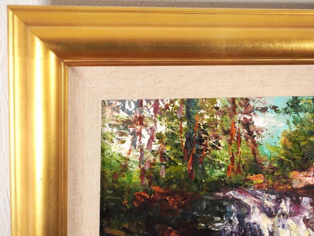 Jean Henry 'Waterfall' Original Oil Painting
