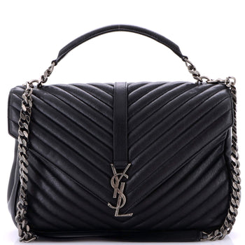 Saint Laurent Classic Monogram College Bag Matelasse Chevron Leather Large