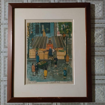 Nathalie Chabrier ( France) Original Lithograph Signed Framed Townscape