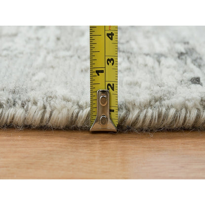 6'1"X6'1" Light Gray Modern Design Hand Knotted Round Oriental Rug