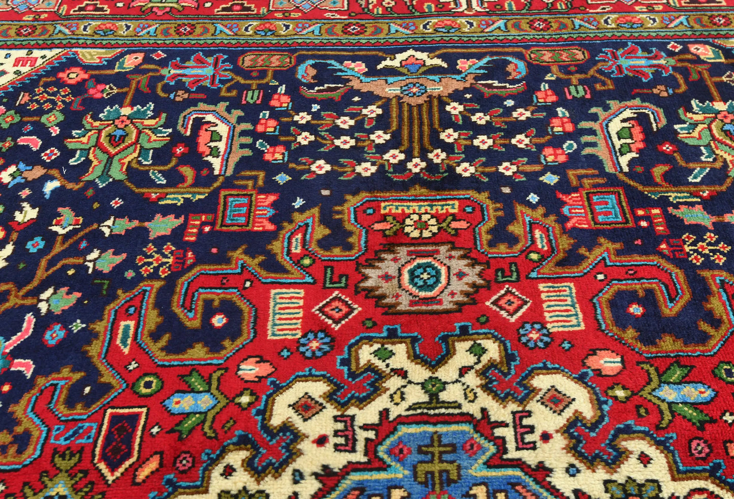 Vintage Handmade Oriental Carpet Rug Classic Floral Medallion Design 6'7X9'6
