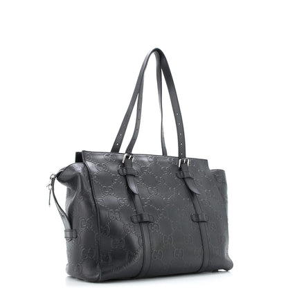 Gucci Tote Bag Gg Embossed Perforated Leather