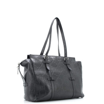 Gucci Tote Bag Gg Embossed Perforated Leather