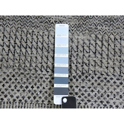 2'5"X24'3" Light Gray Undyed Wool Grass Design Hand Knotted Xl Runner Rug