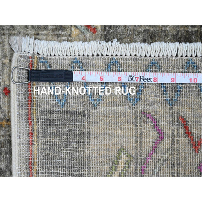 5'8"X8'10" Gray Moroccan Berber Influence Pattern Wool Hand Knotted Rug