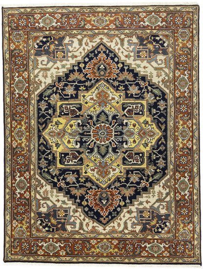 8X10 ft Handmade Serapi Oriental Rug Floral Boho Farmhouse Style Wool Carpet