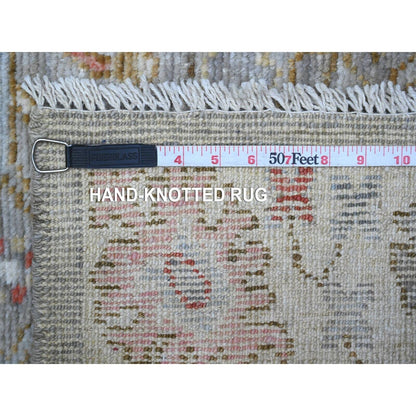 3'X8' Spanish Gray Hand Knotted Angora Oushak Afghan Runner Oriental Rug