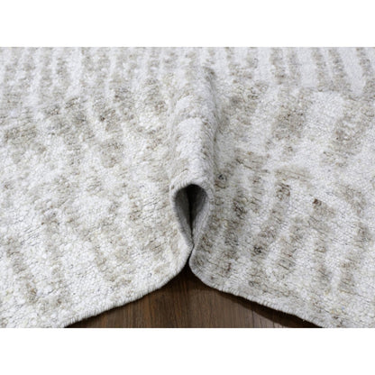 9'1"X12'1" Ivory Minimalist Swedish Design Hand Knotted Natural Wool Rug