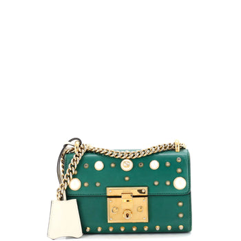 Gucci Pearly Padlock Shoulder Bag Studded Leather Small