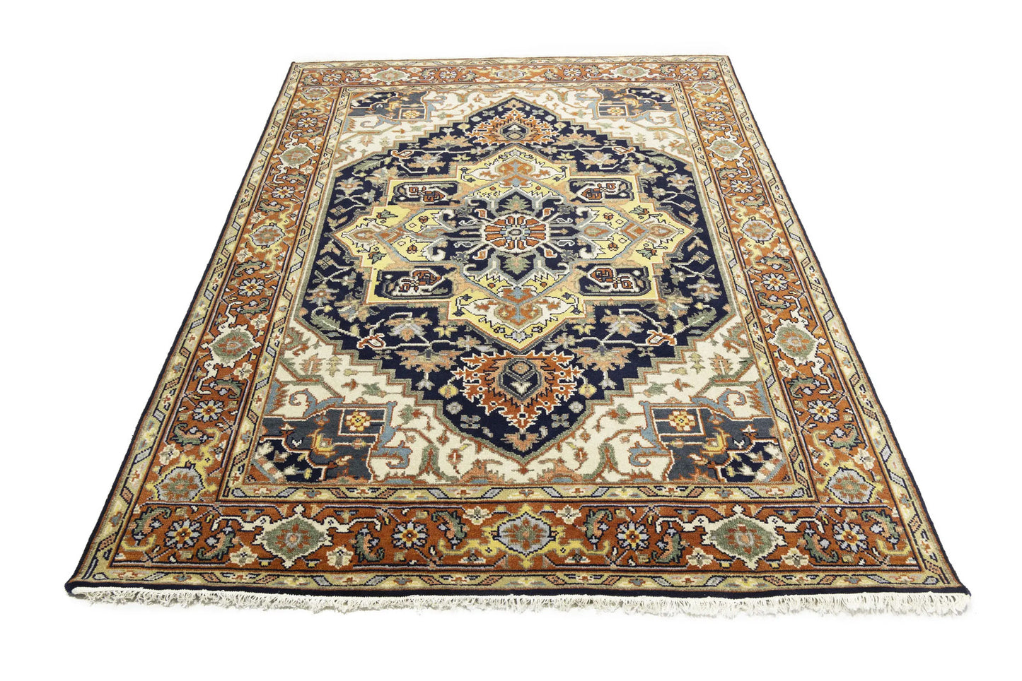 8X10 ft Handmade Serapi Oriental Rug Floral Boho Farmhouse Style Wool Carpet