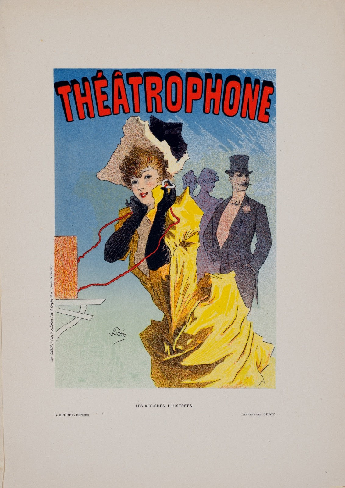 1896 Cheret Theatrophone Les Affiches Illustrees Original Lithograph Mint