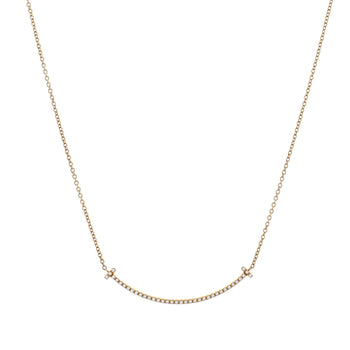 Tiffany & Co. T Smile Pendant Necklace 18K Yellow Gold And Diamonds Small