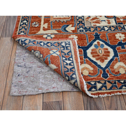 9'9"X13'10" Coral Red Peshawar Heris Hand Knotted High Mountain Wool Rug