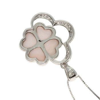 0.11ct Shell Diamond Clover Motif Necklace K18