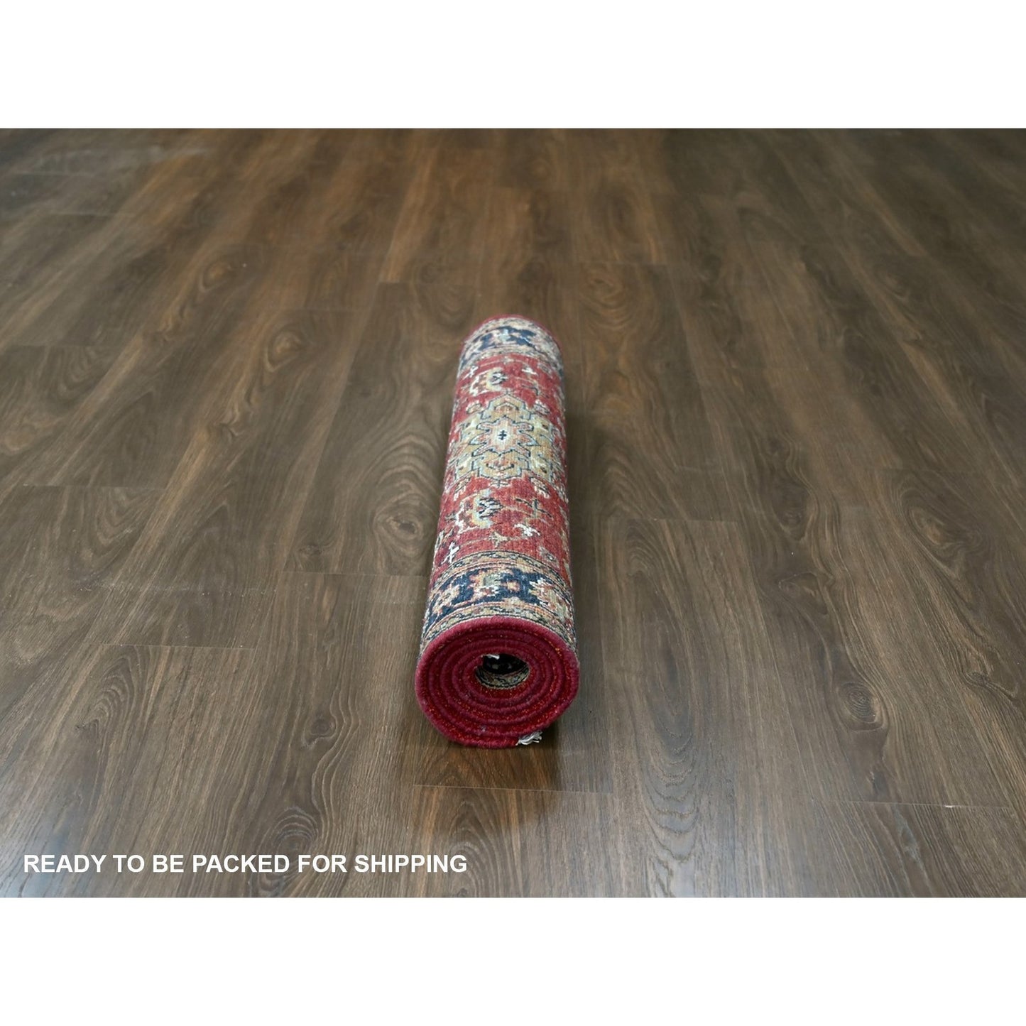 Rug 3'x5' Red Karjihooz Design Geometric Medallions Hand Knotted Wool