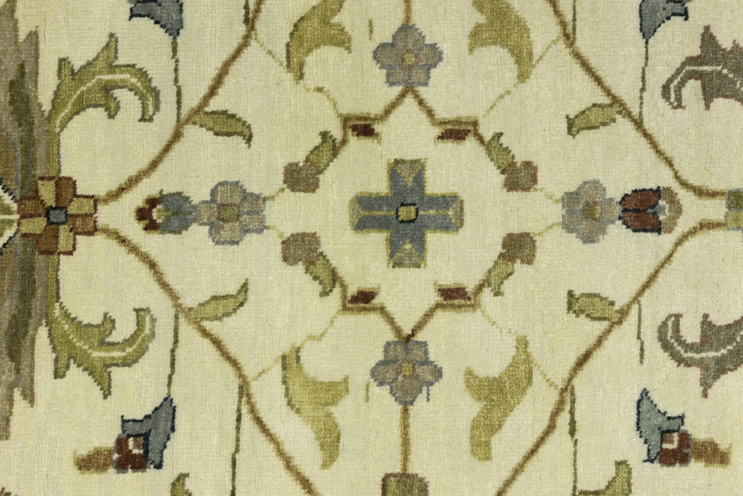Hand-Knotted Cream Round Oushak Chobi Oriental