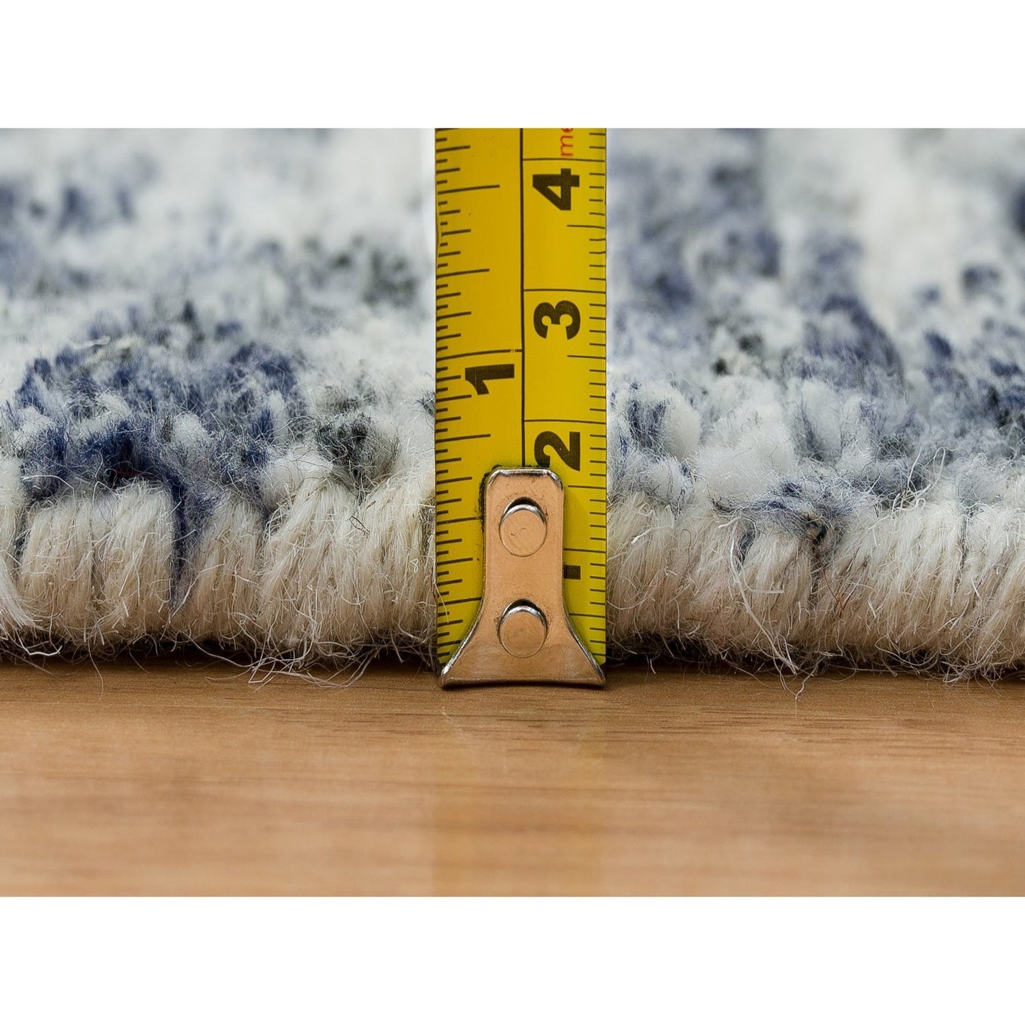 10'X10' Blue Wool Hand Loomed Modern Striae Design Round Oriental Rug