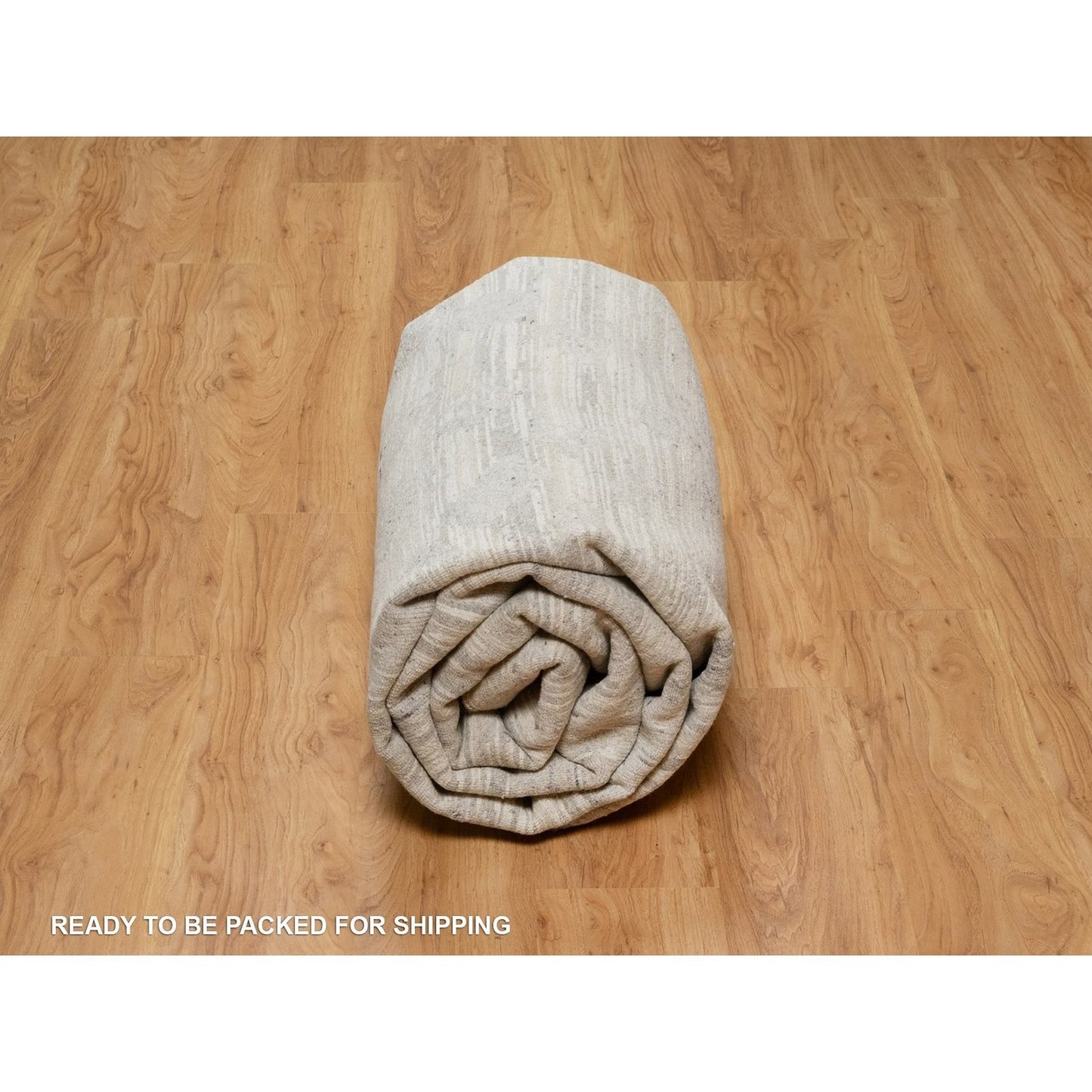 8'X10'2" Cream White Modern Design Hand Knotted Undyed Natural Wool Rug