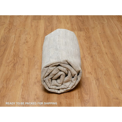 8'X10'2" Cream White Modern Design Hand Knotted Undyed Natural Wool Rug
