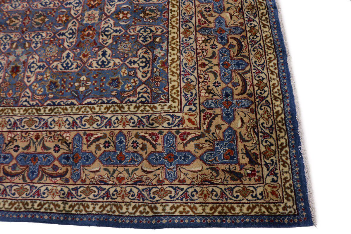 Vintage Blue Wool Oriental Rug Allover Floral