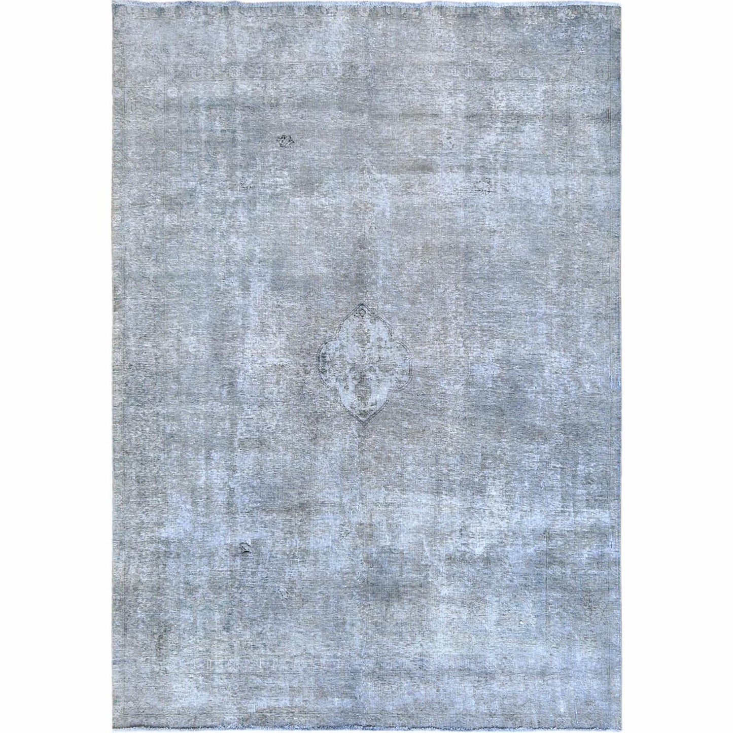 7'9"X11' Gray Worn Wool Vintage Hand Knotted Farsian Tebraz Rug