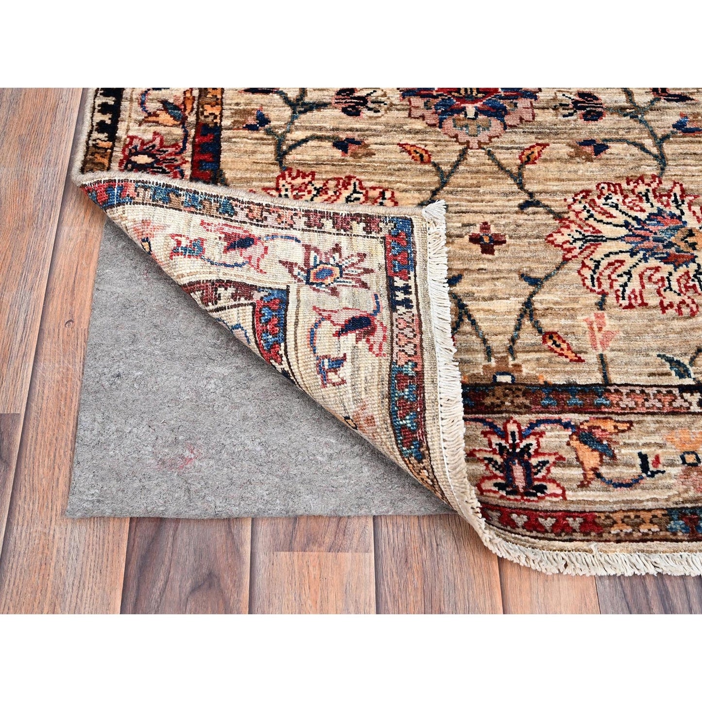 2'7"X9'5" Beige Sultani Flower Blossom Hand Knotted 100% Wool Runner Rug