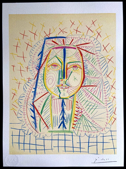 Pablo Picasso Lithograph Coa Hand Signed Pen Numbered Pencil Crayon